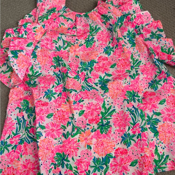 Lilly Pulitzer Marlee Pink and Green Ruffled Blouse - Picture 2 of 3